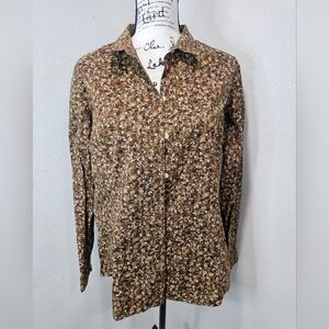 Eddie Bauer Brown Floral Women's Shirt Large